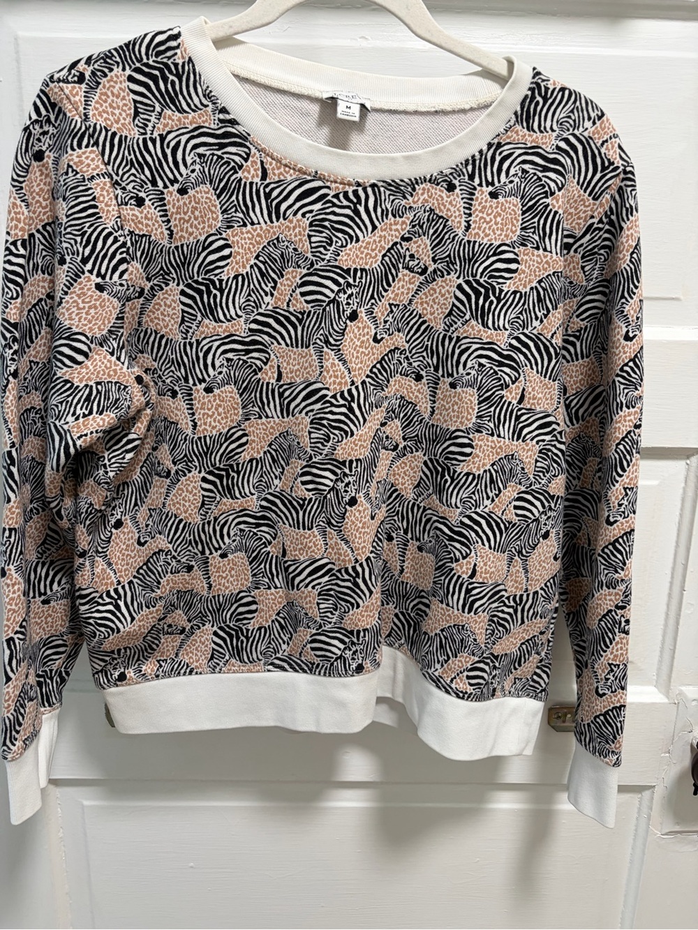 J. Crew Zebra & Leopard Print Crewneck Sweatshirt Size M